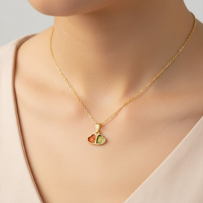 Elegant Dual Heart Design Pendant Necklace with Chain for Women