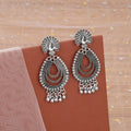 Peacock Jhumka Earrings – Elegant Silver Finish for Festive Wear