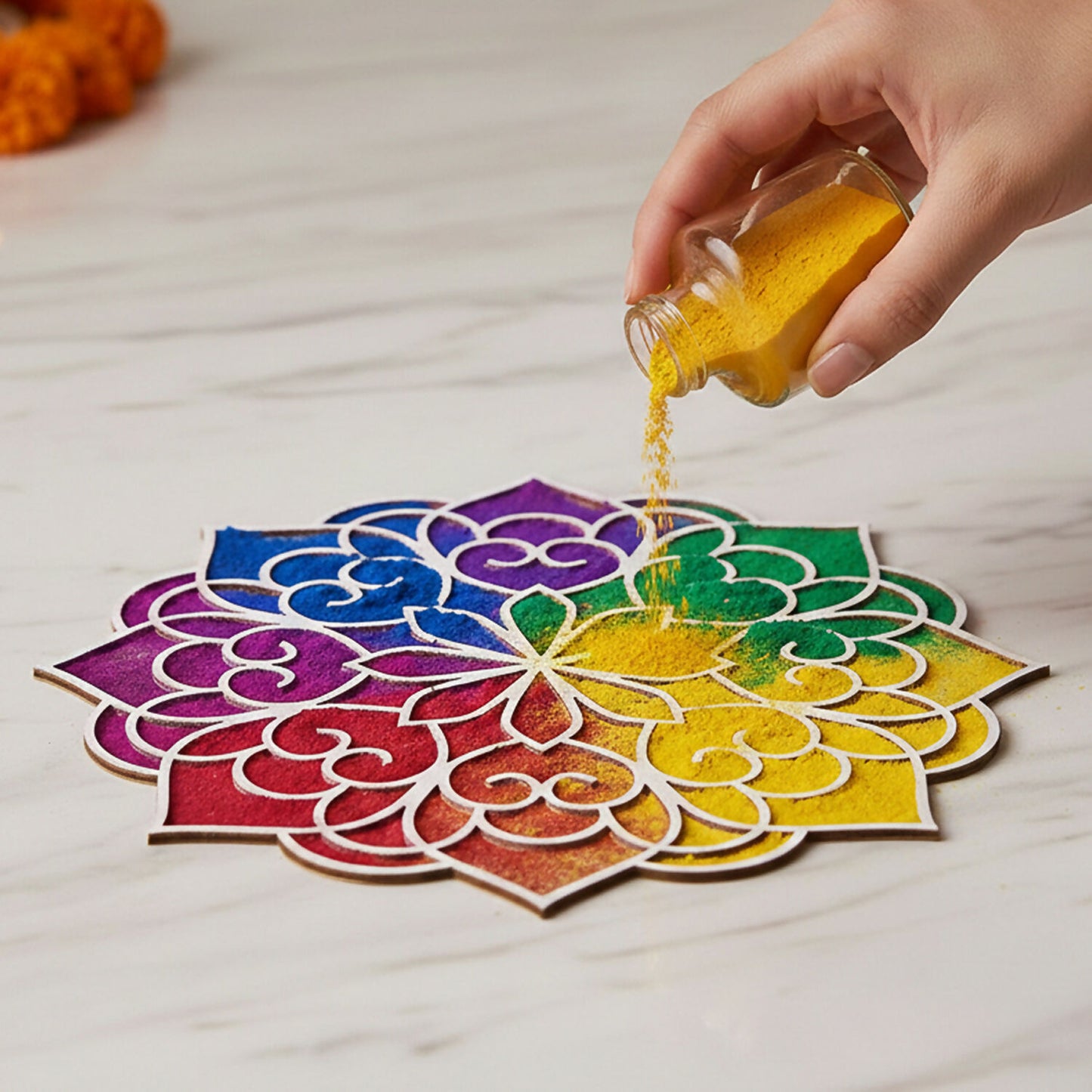 Rangoli Stencil | 16 Inch | Mandala Design for Diwali and Festivals