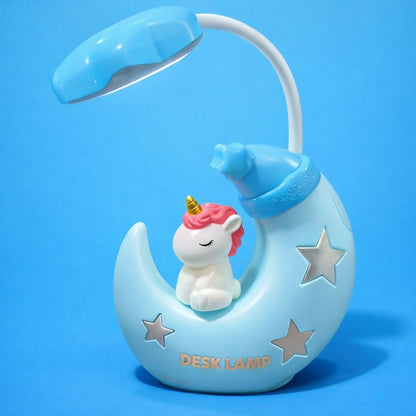 Cute Unicorn Moon Desk Lamp with Built-in Sharpener for Kids