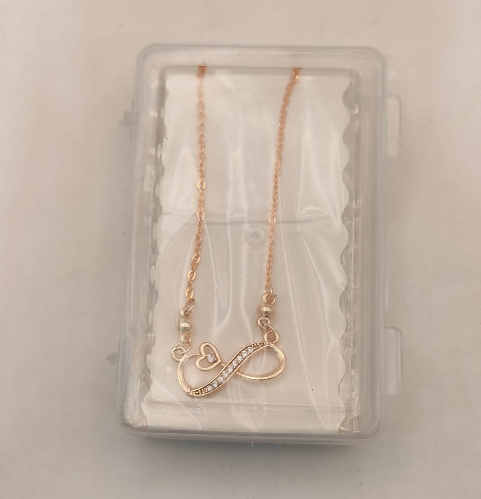 Rose Gold Infinity Heart Necklace with AD For women and girls