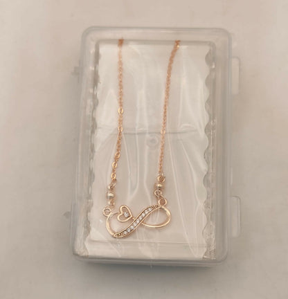 Rose Gold Infinity Heart Necklace with AD For women and girls