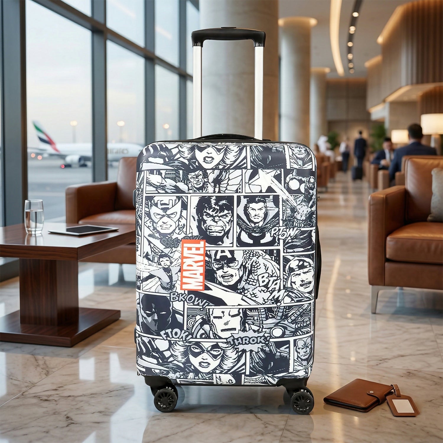 Novex Marvel Avenger Squre Kids Polycarbonate Trolley Bags for Travel Luggage with 4 Wheel (Black, 18 Inch)