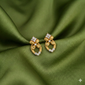 Gold-Plated Floral Lattice Drop Earrings with Sparkling CZ