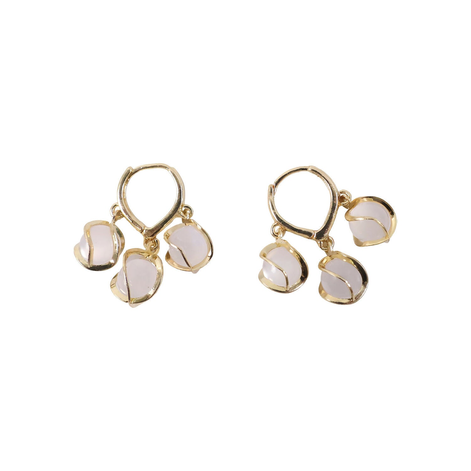 Elegant opal cluster gold-plated hoop earring pair