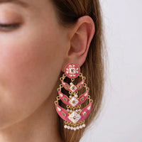 Trendy Pink Ethnic Chandbali Party Earrings (1 Pc)