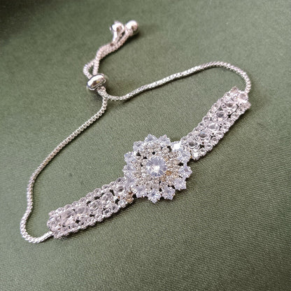 Silver Plated Ad Stone Adjustable Bracelet