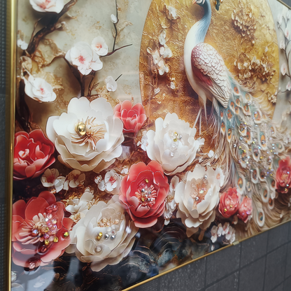 Luxury Peacock Wall Art Frame | Luxury Golden Frame Home Decor