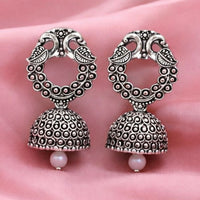 Oxidized Silver Floral Jhumka Earrings for Women – Traditional Ethnic Designer Jewelry