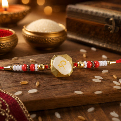 Om Charm Beaded Rakhi Raksha Bandhan Gift for Brother (10pcs)