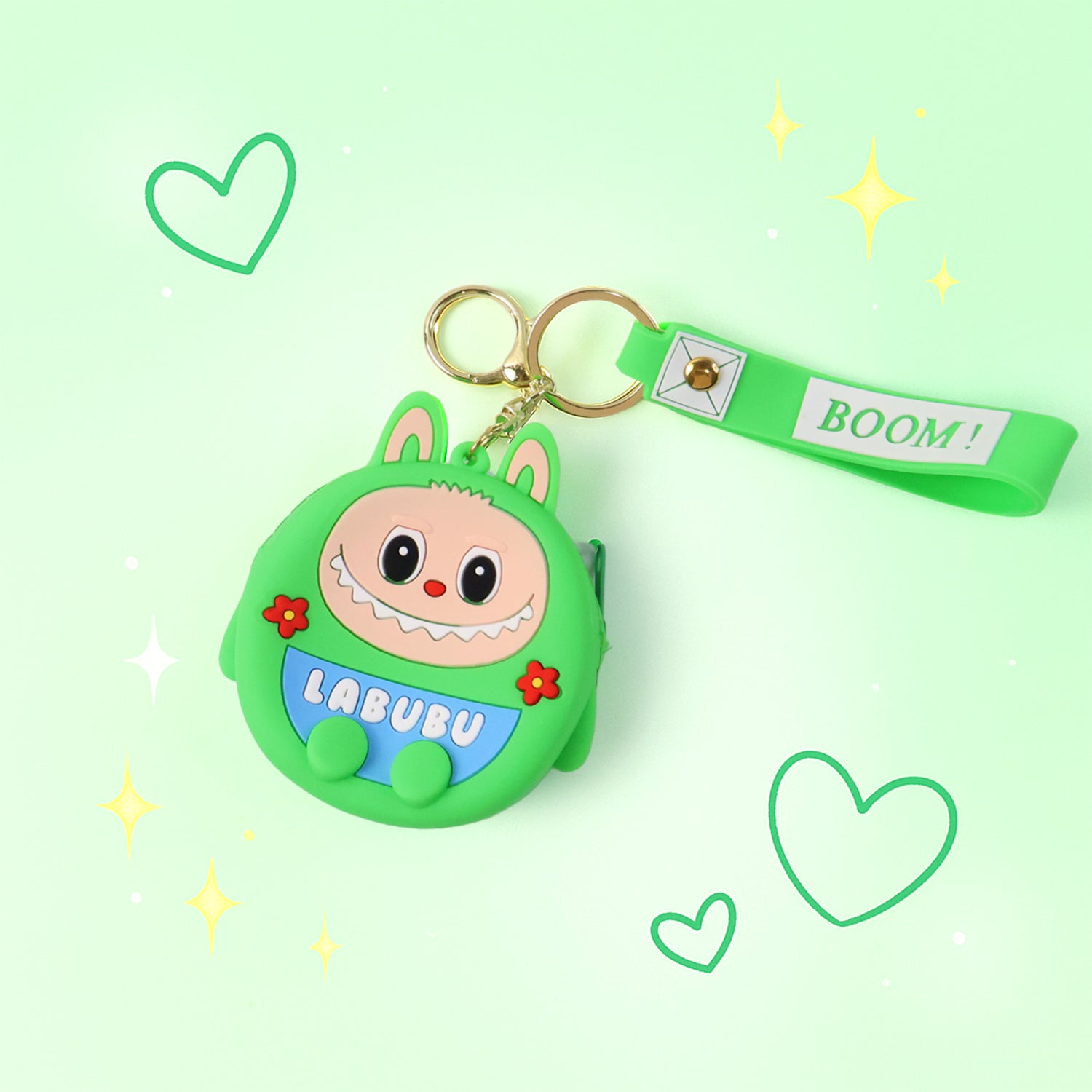 Cute Cartoon Character Coin Pouch with Keychain & Wrist Strap