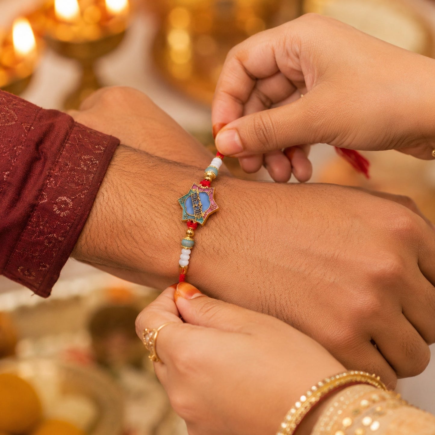 Khatu Shyam Rakhi Colorful Beads for Raksha Bandhan Celebration (5pcs)