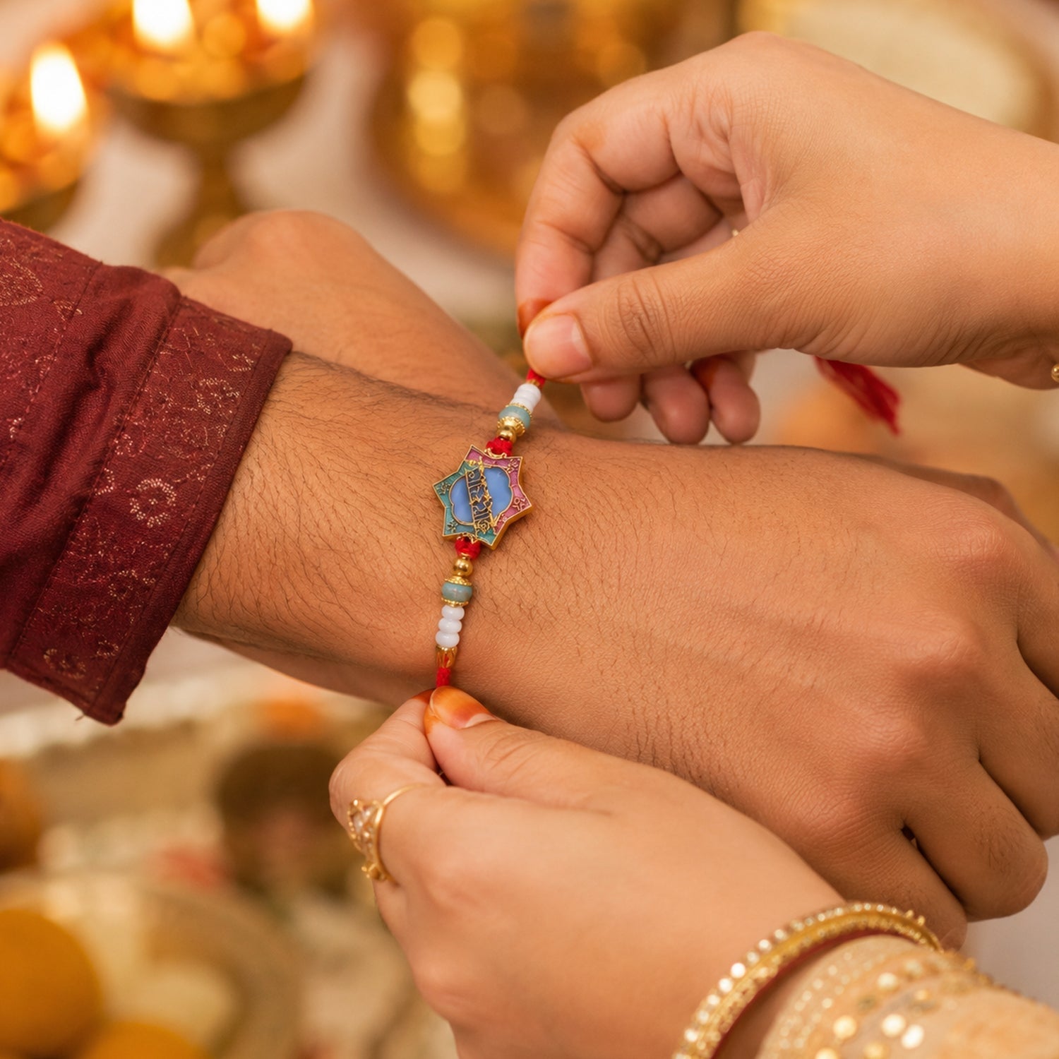 Khatu Shyam Rakhi Colorful Beads for Raksha Bandhan Celebration (5pcs)