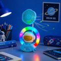 Astronaut RGB LED Night Lamp with USB Rechargeable Mini Fan for Kids
