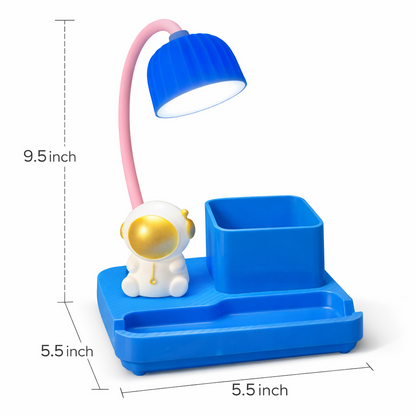 Blue Astronaut LED Desk Lamp with Pen Holder & Organizer for Study Table & Kids Room