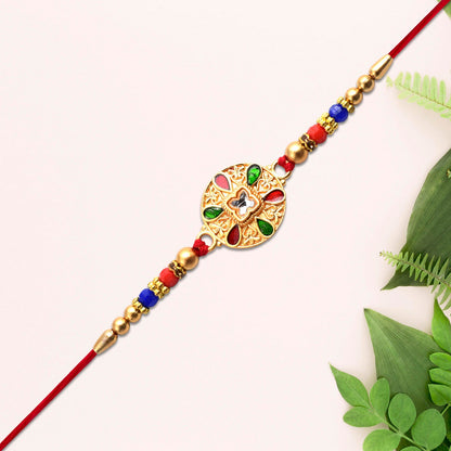 Traditional Meenakari Rakhi Multicolor Enamel & Kundan Stones (10pcs)