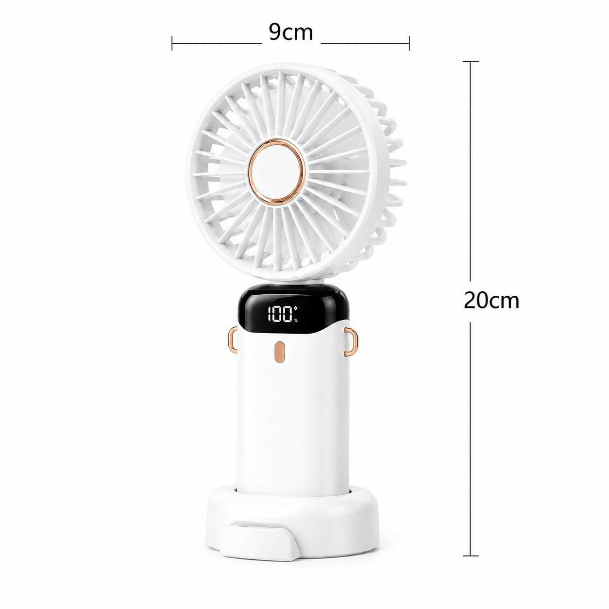 Portable Mini Neck Fan with LED Display & Desk Stand