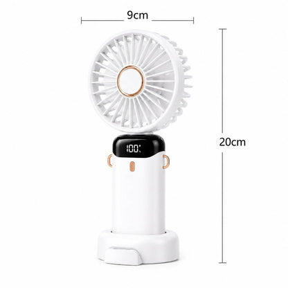 Portable Mini Neck Fan with LED Display & Desk Stand