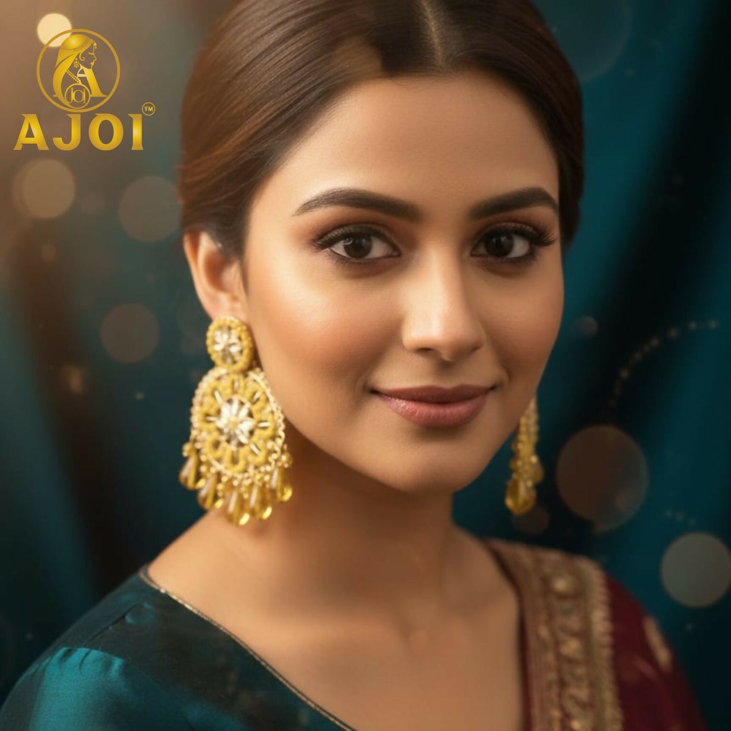 Golden Amber Floral Earrings