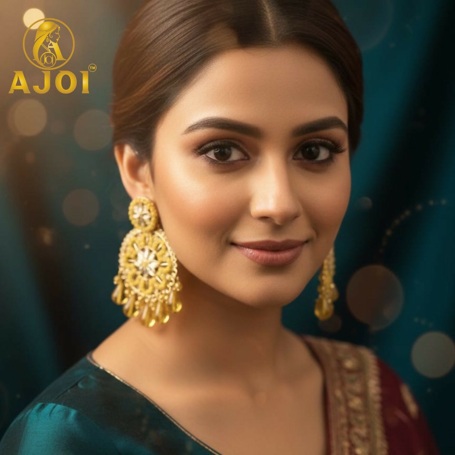 Golden Amber Floral Earrings