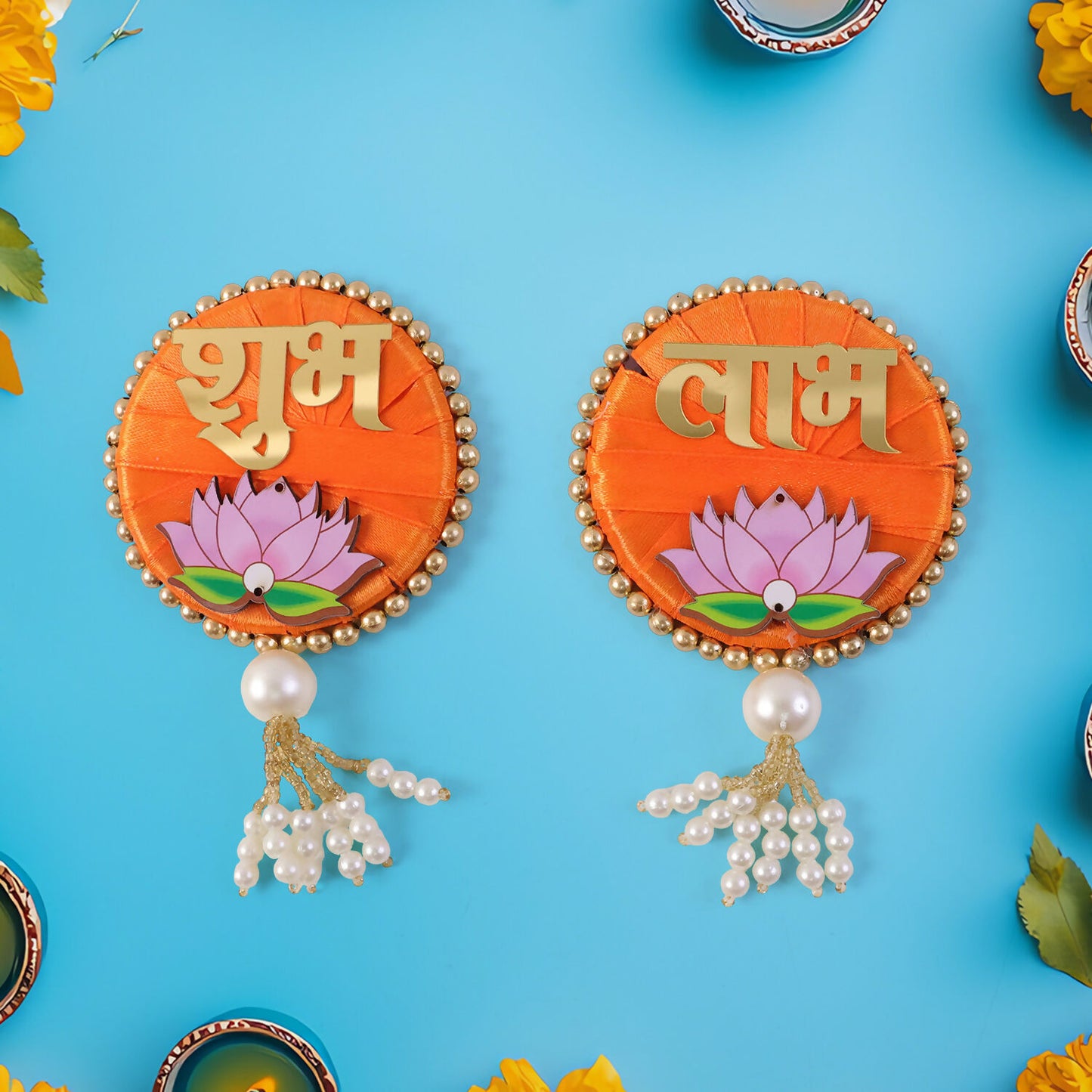 Shubh Labh Door Hanging | Premium Satin with Latkan
