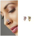 Clip-On Cubic Zirconia Nose Ring Set – Rose Gold Stud & Flower Hoop