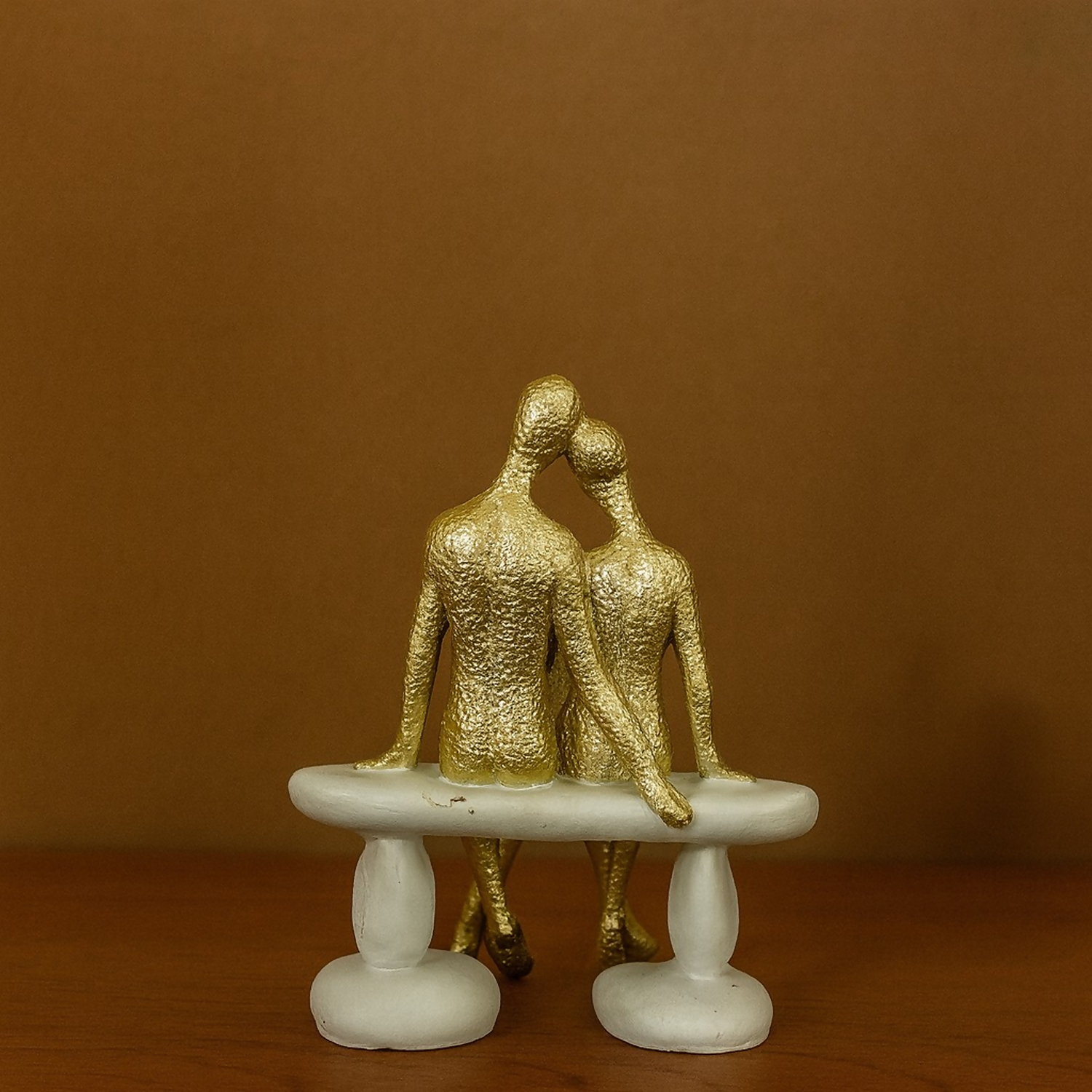 Golden Couple Sitting Figurine Showpiece for Home Decor & Gift