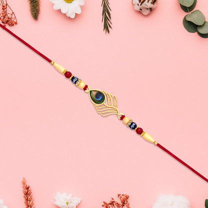 Peacock Rakhi Beaded Design for Brothers, Handcrafted (5pcs)