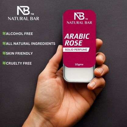 Natural Bar Arabic Rose Solid Perfume| Alcohol Free Cologne for Men & Women | Strong & Lasting Fragrance | Gifting Set for Him & Her