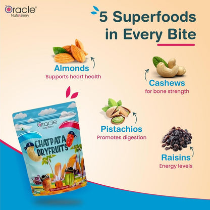 Assorted nuts and dry fruits in the spicy Chatpata Dry Fruit Mixer.