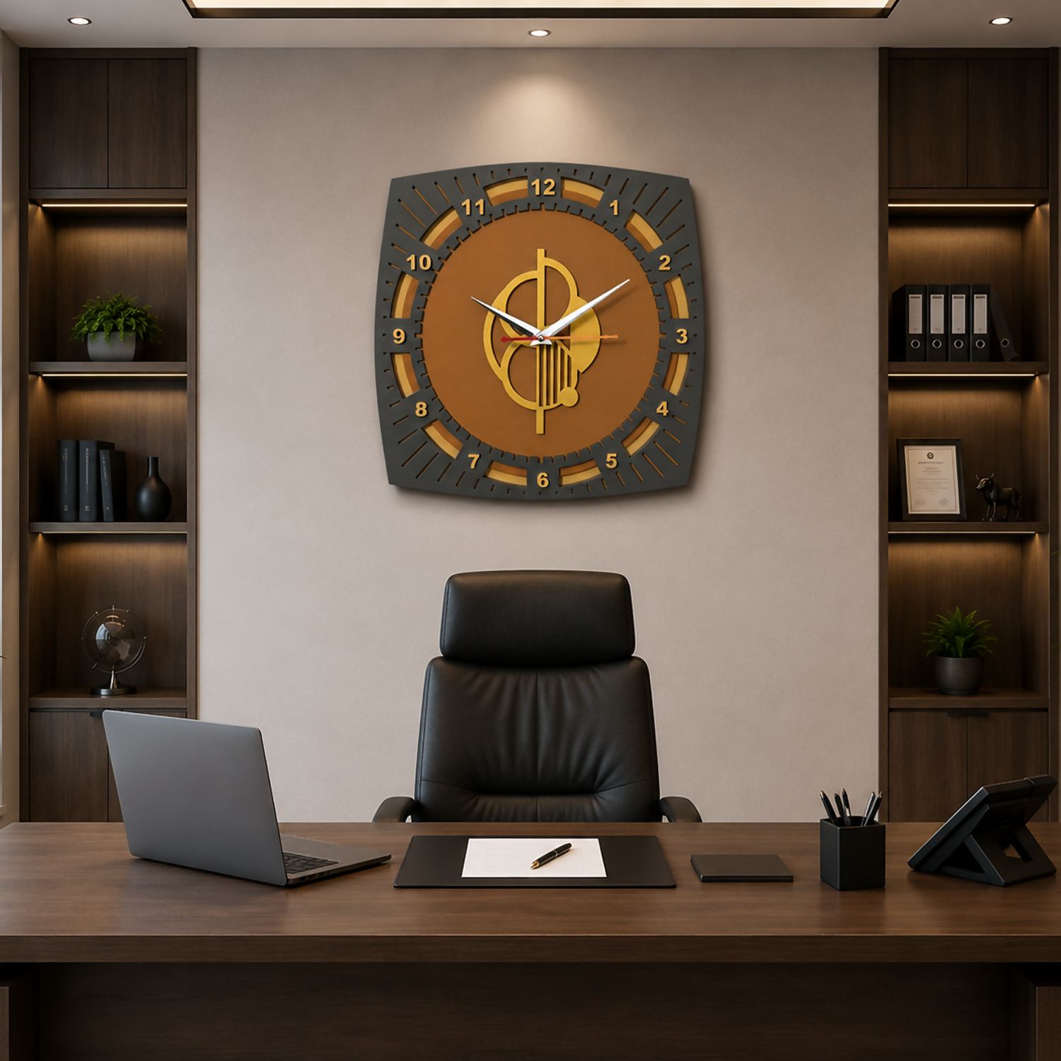 Rounded Square Clock Grey 7