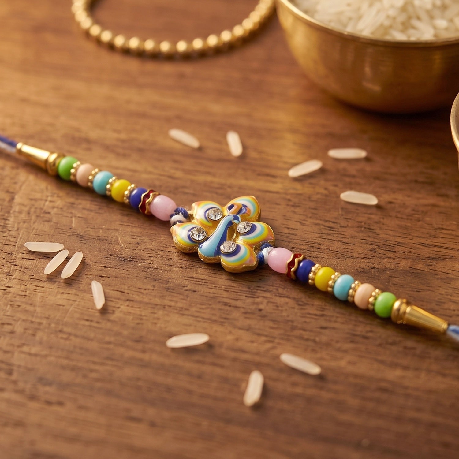 Rakshabandhan Peacock Feather Rakhi Elegant Traditional Design (5pcs)
