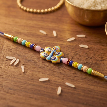 Rakshabandhan Peacock Feather Rakhi Elegant Traditional Design (5pcs)