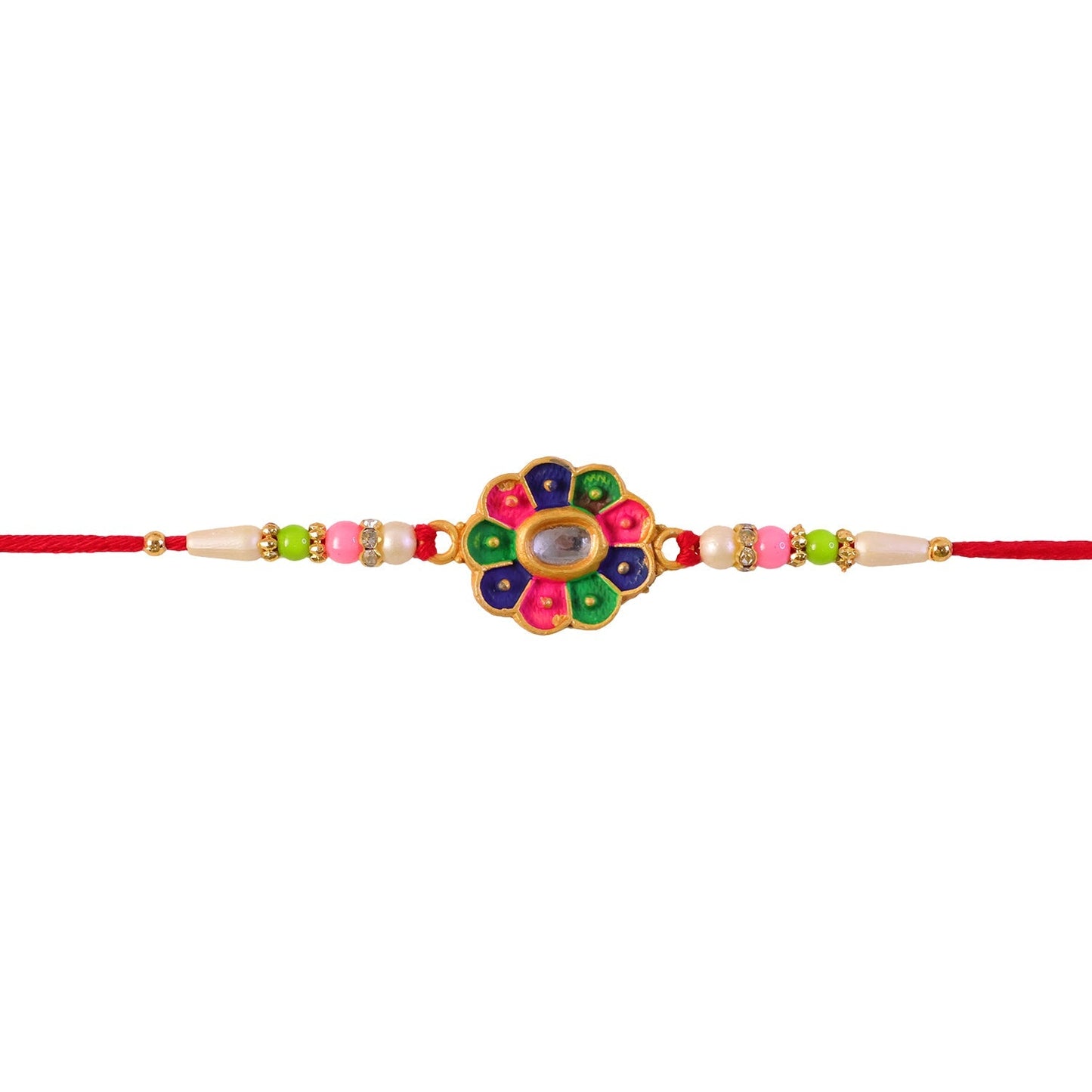 Multicolor Floral Stone Rakhi Elegant Designer Wrist Wear (10pcs)