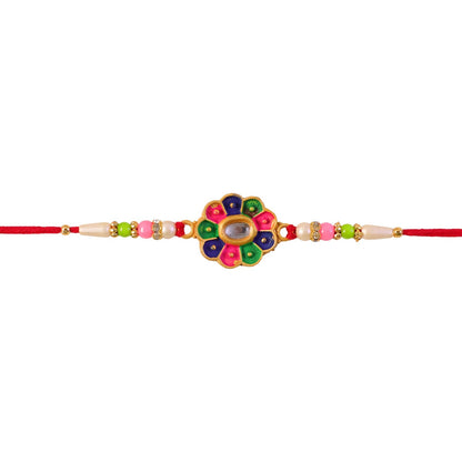 Multicolor Floral Stone Rakhi Elegant Designer Wrist Wear (10pcs)