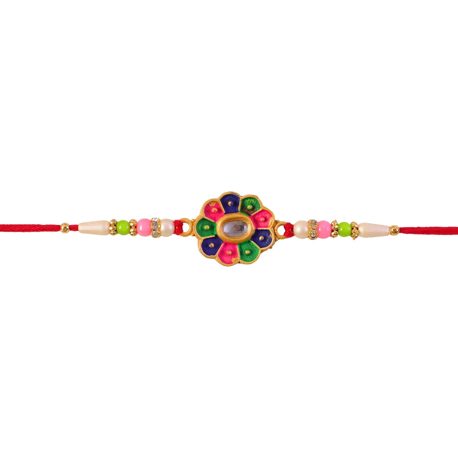 Multicolor Floral Stone Rakhi Elegant Designer Wrist Wear (5pcs)
