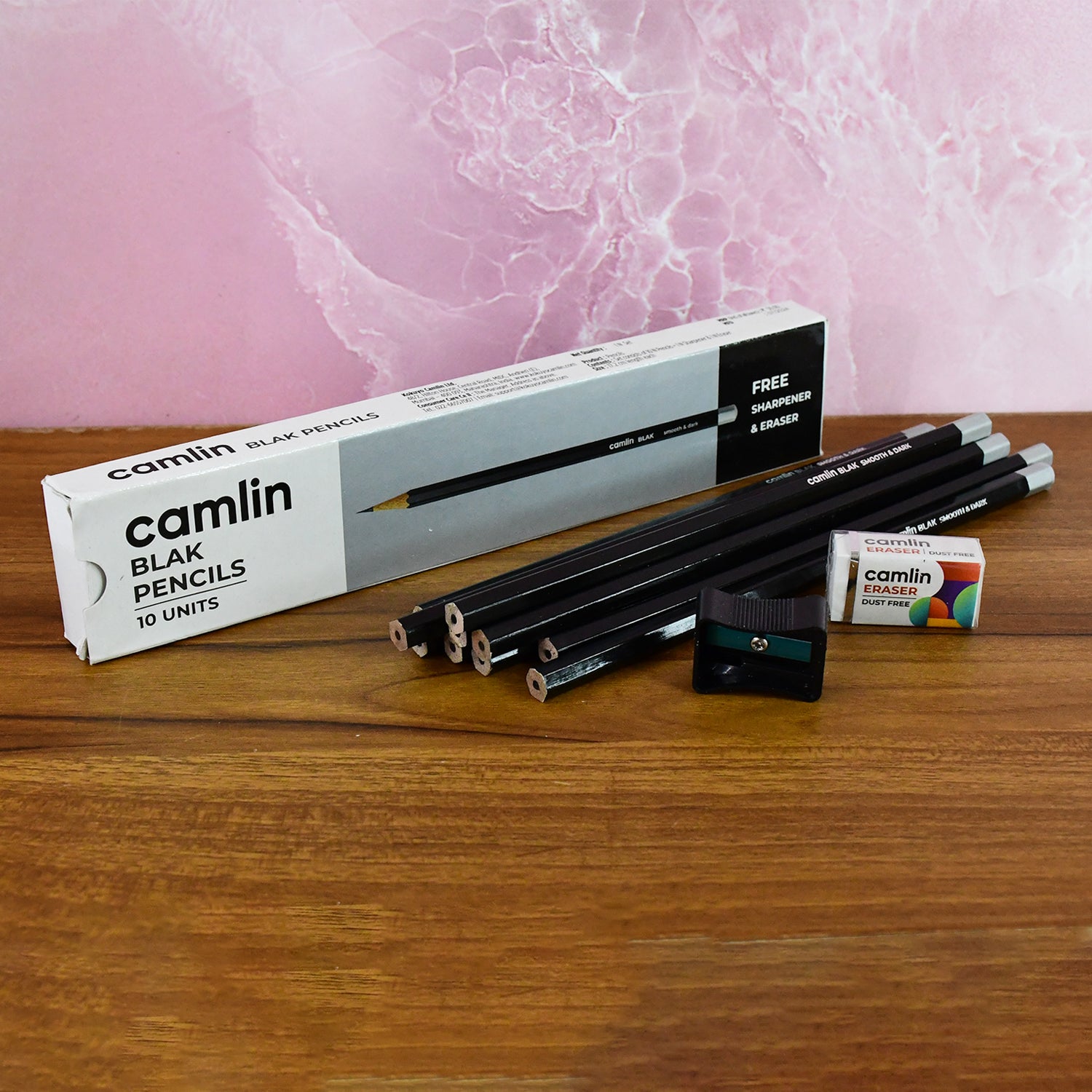 Camlin Black Pencils – Pack of 10 Smooth Writing Graphite Pencils