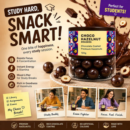 Oracle Choco Hazelnut Dragees, Smooth Chocolate-Coated Crunchy Hazelnut Treat 120g