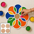 Wooden Rangoli Stencil Set – 4 Floral & Traditional Patterns