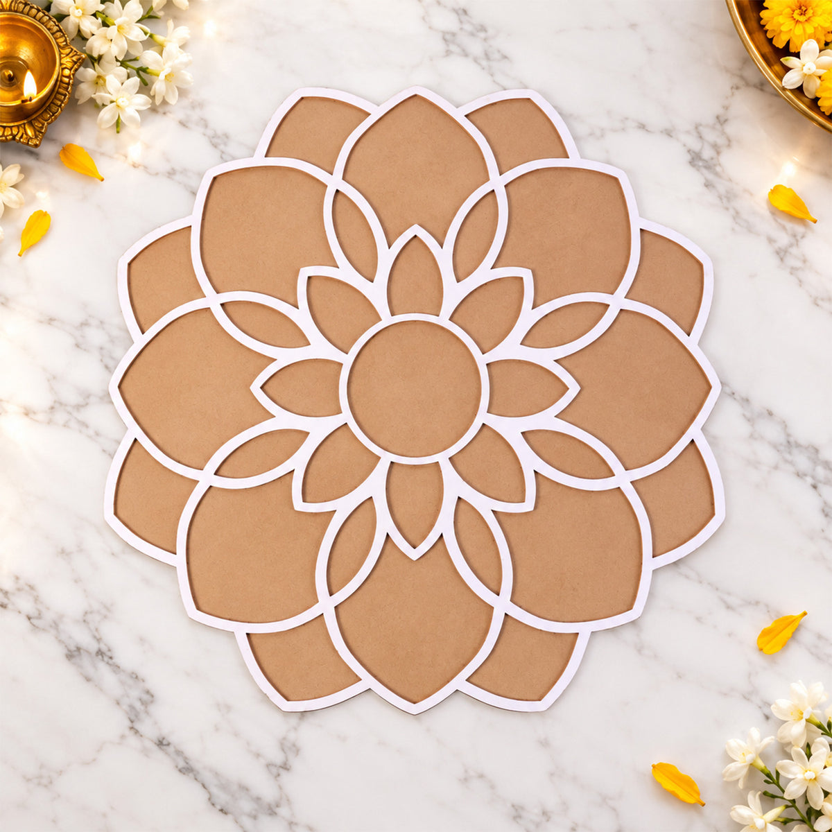 Large Flower Rangoli Stencil for Diwali Decoration, Puja and Festive Floor Art
