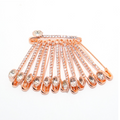 Rose Gold Safety Pin Brooch – Crystal Diamond-Effect Scarf Clip