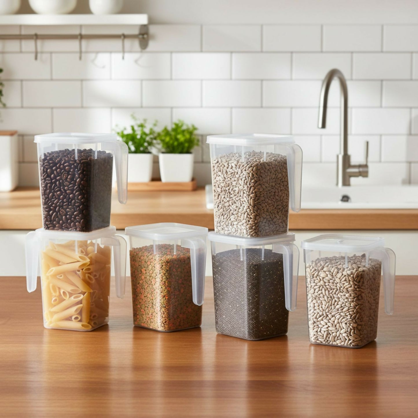 Lid-Containers with handle Pack of 6