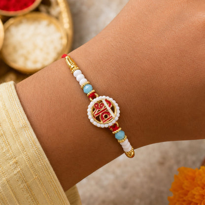 Shiv Pearl Rakhi Set with Butterscotch Chocolates, Pack of 3