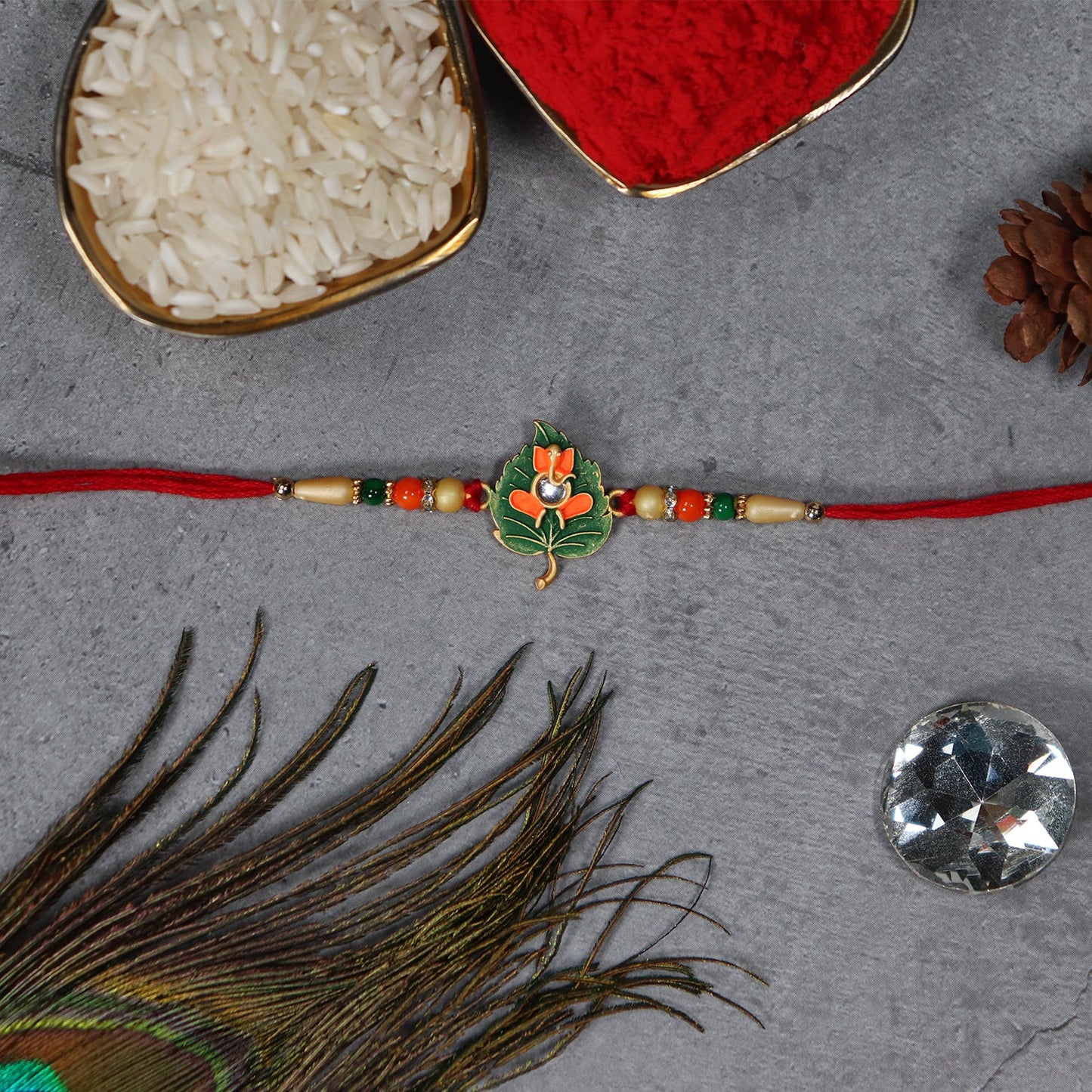 Rakshabandhan Leaf Design ganesh jiRakhi Symbol of Love & Protection (10pcs)