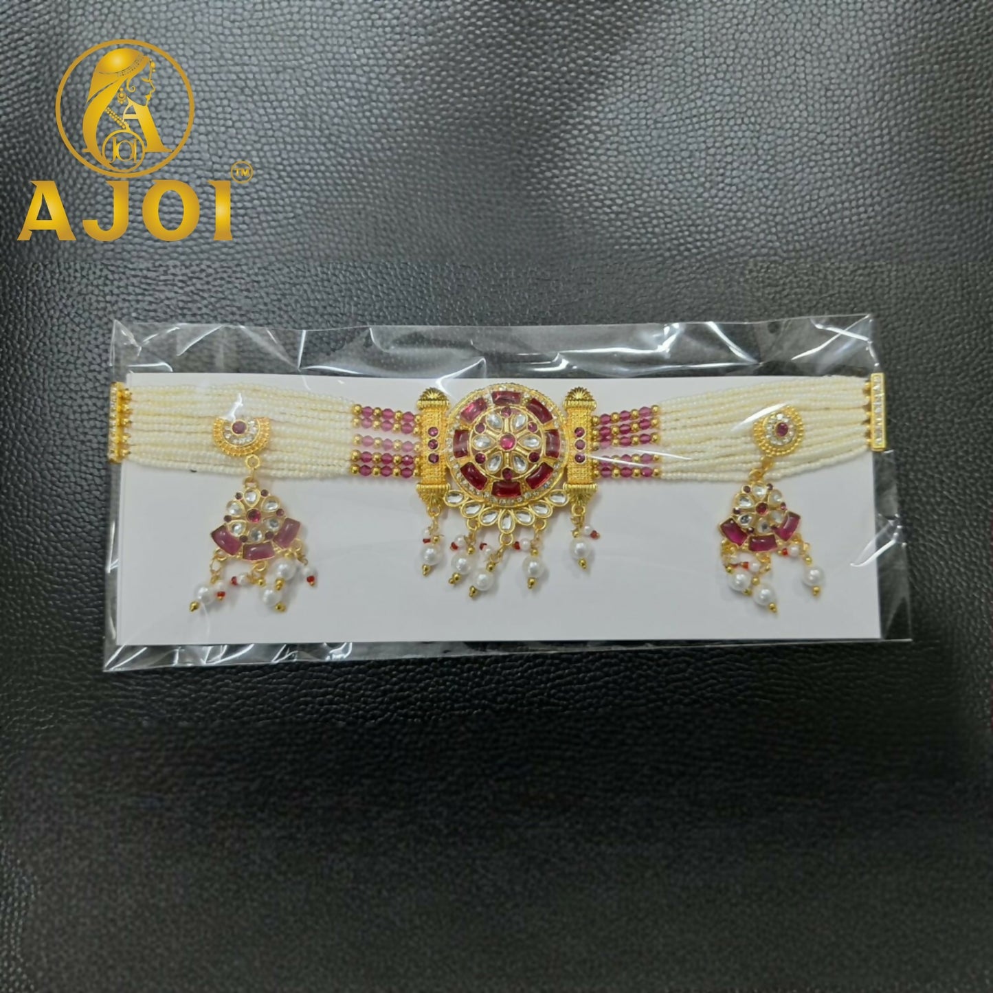 Royal Pearl Kundan Red Choker Set