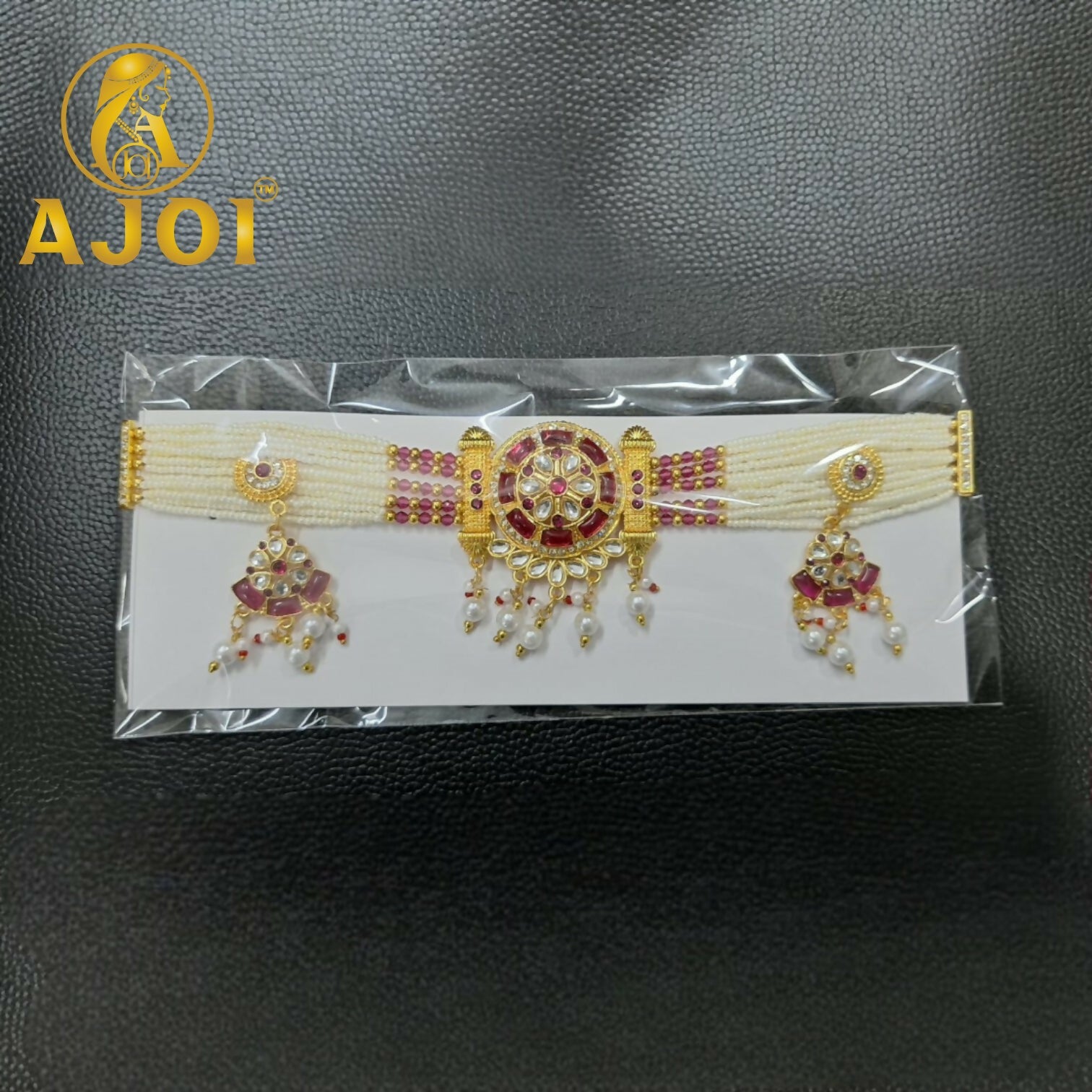 Royal Pearl Kundan Red Choker Set