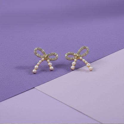 Chic Pearl Wreath Bow Earrings – Premium Design