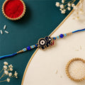 Elephant Motif Nazar Evil Eye Enamel Blue Bead Rakhi