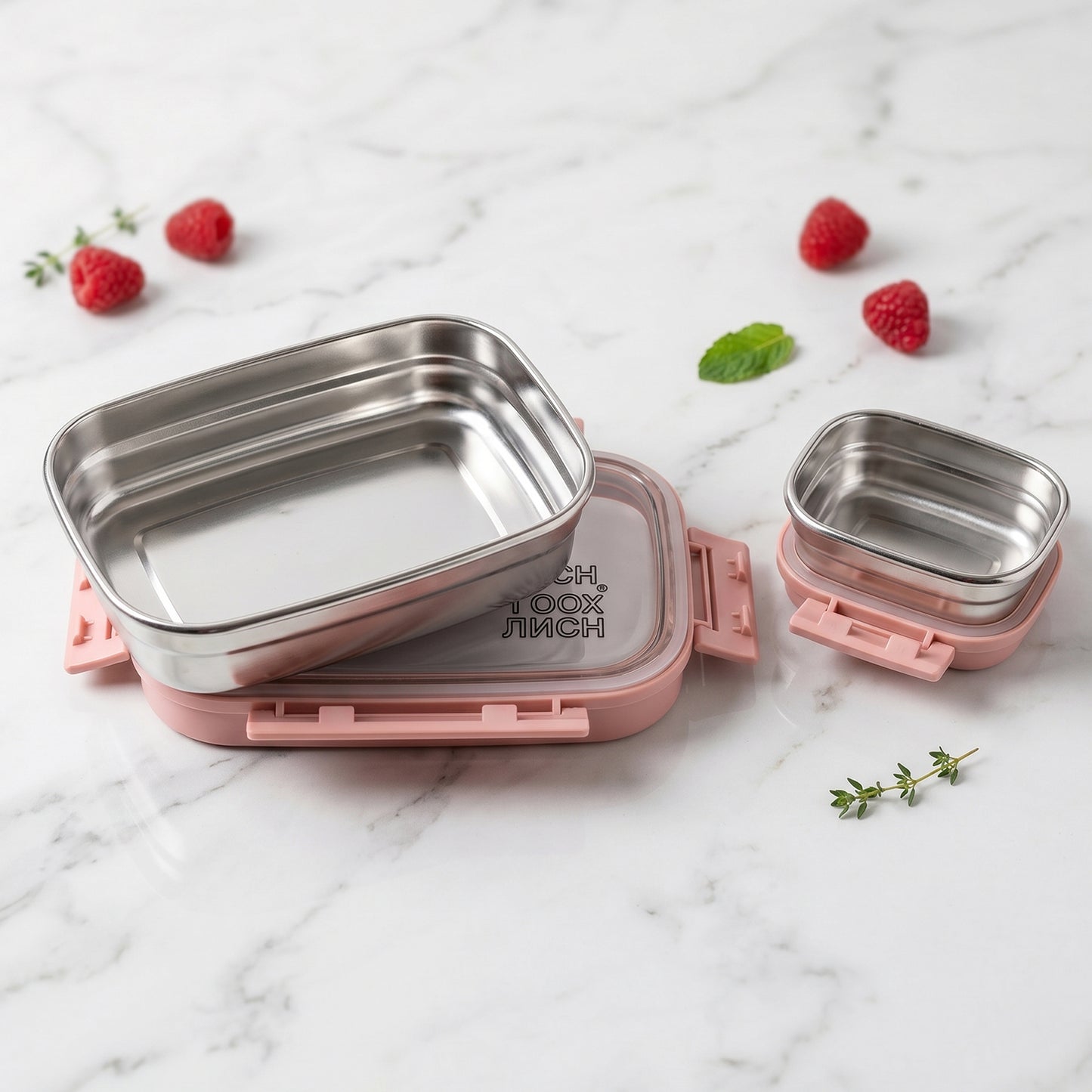 Ganesh Alpha Junior Stainless Steel Lunch Box Set 650 ML + 140 ML Approx