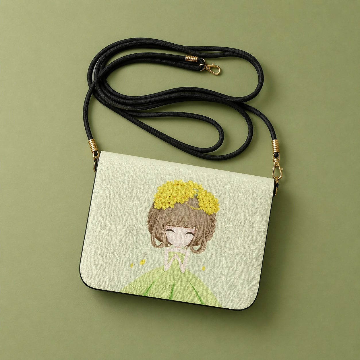 Open magnetic flap showing spacious compartment